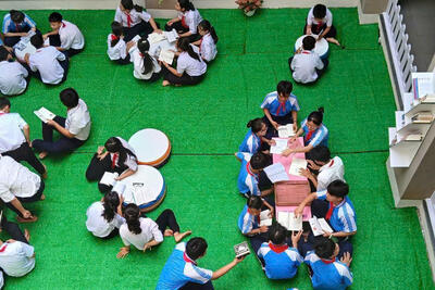 LIÊN ĐỘI TRƯỜNG THCS NGUYỄN HUỆ TỔ CHỨC GIỜ RA CHƠI TRẢI NGHIỆM, SÁNG TẠO CHO HỌC SINH NĂM HỌC 2024 - 2025